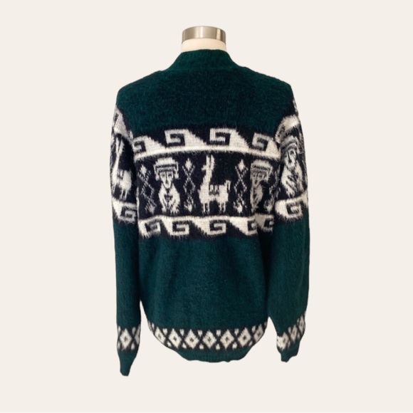 Wool V-Neck Cardigan Sweater, Button Front, Vintage - Picture 2 of 9